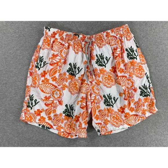 Vilebrequin Floral‎ Cotton Mesh Lined Swim Trunks (Men's 3XL) Orange